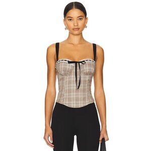 MORE TO COME Flora Corset Top in Plaid